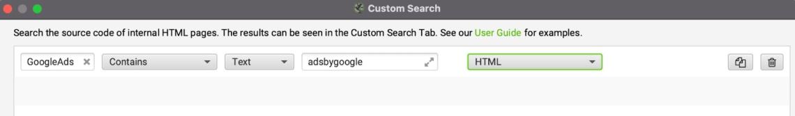 "Custom Search” Feature of ScreamingFrog