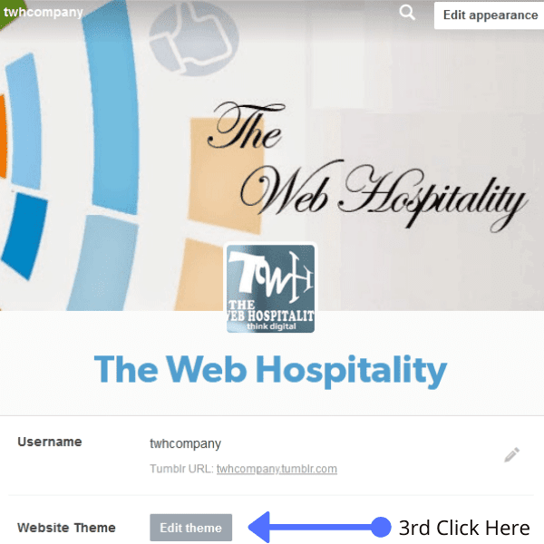 Click on Edit Theme in Tumblr
