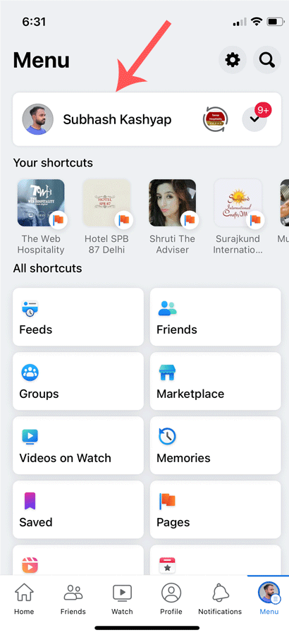 Click On Your Profile in Mobile Version
