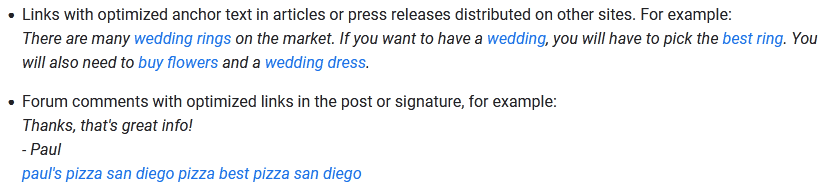 Example from Google’s Link Schemes