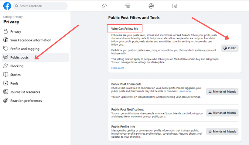Tap on Public Posts and Select Public